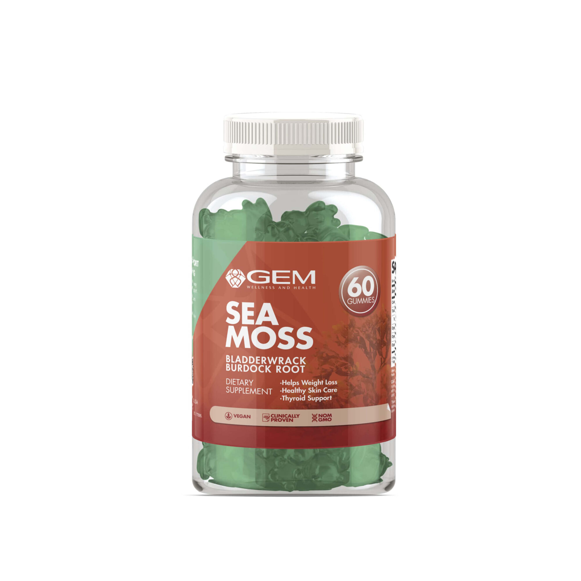 Gem Wellness and Health Organic Sea Moss Gummies 60 Count.